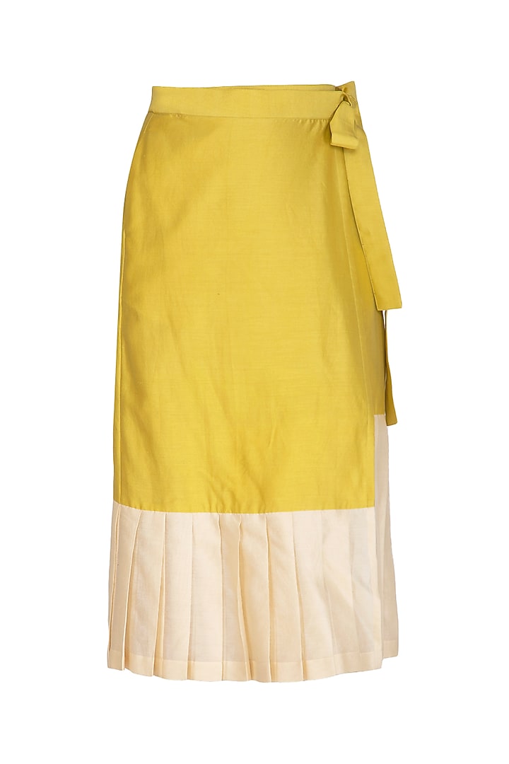 Yellow Pleated Top With Wrap Skirt by Little Things Studio at Pernia's Pop Up Shop