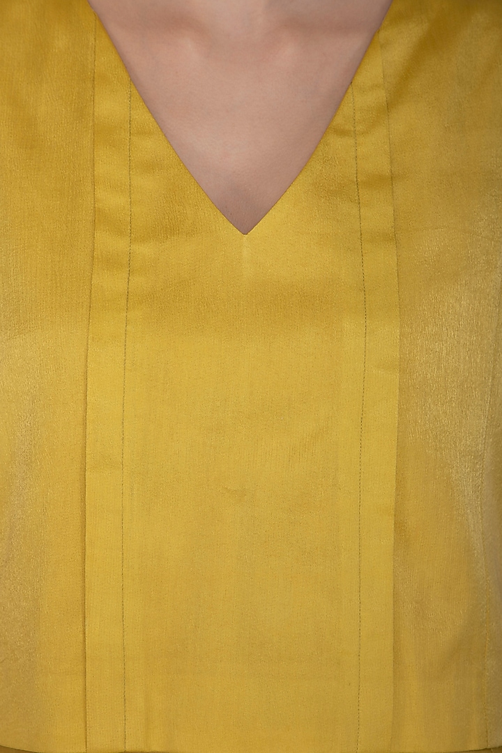 Yellow Pleated Top With Wrap Skirt by Little Things Studio at Pernia's Pop Up Shop