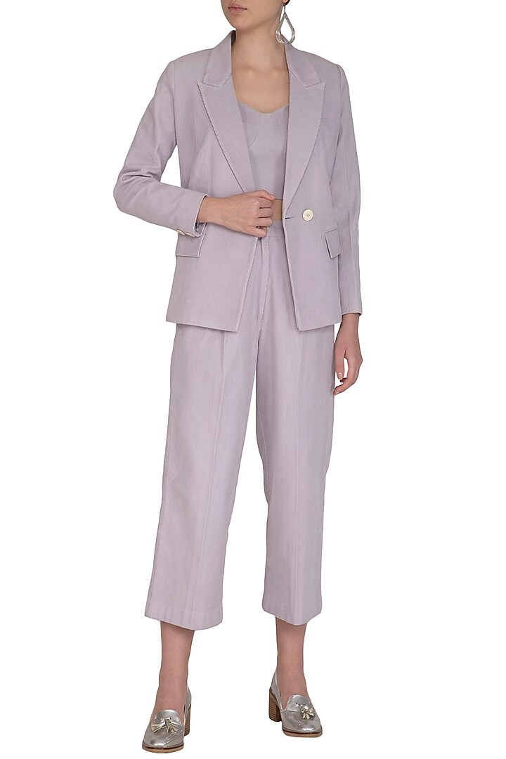 Purple Corduroy Blazer With Top & Pants by Little Things Studio at Pernia's Pop Up Shop