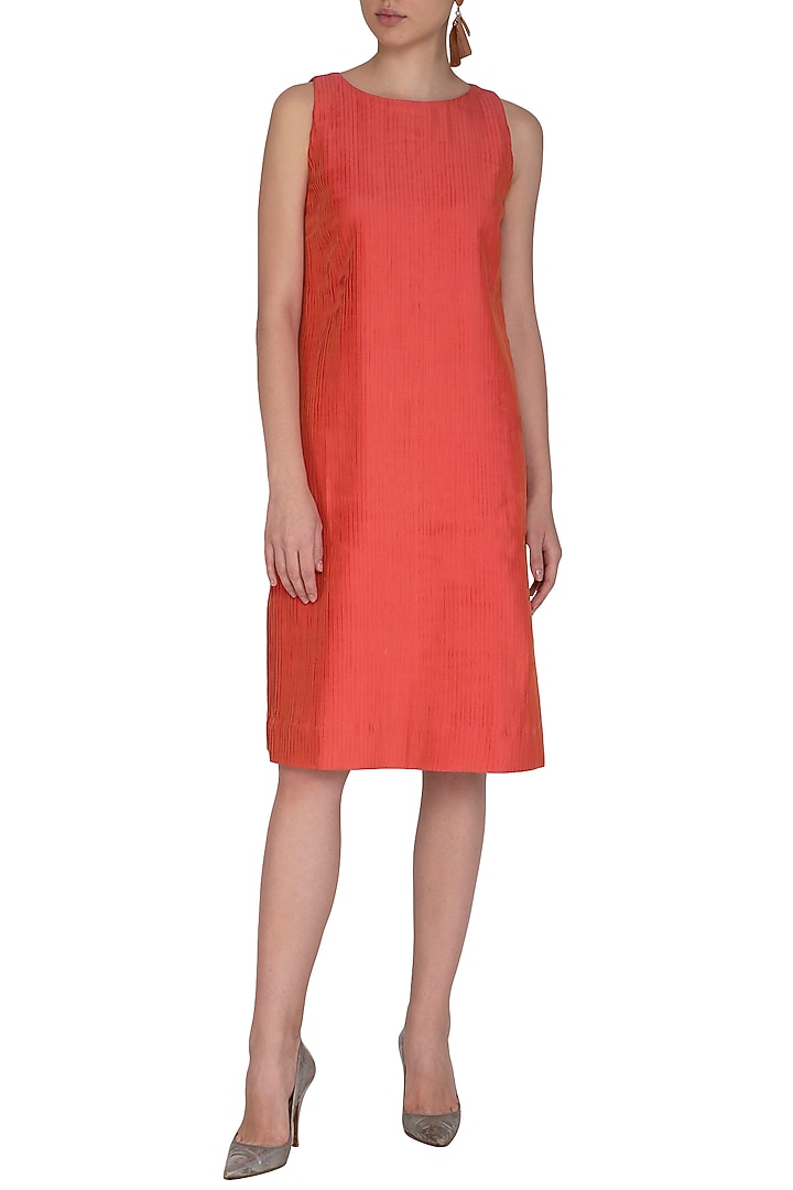 Red Pleated Pintucks Summer Dress by Little Things Studio at Pernia's Pop Up Shop