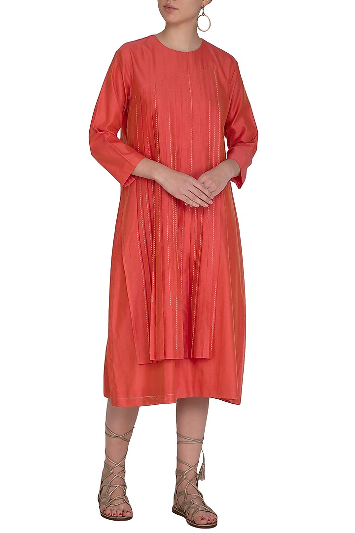 Red Embroidered Asymmetrical Summer Dress by Little Things Studio at Pernia's Pop Up Shop