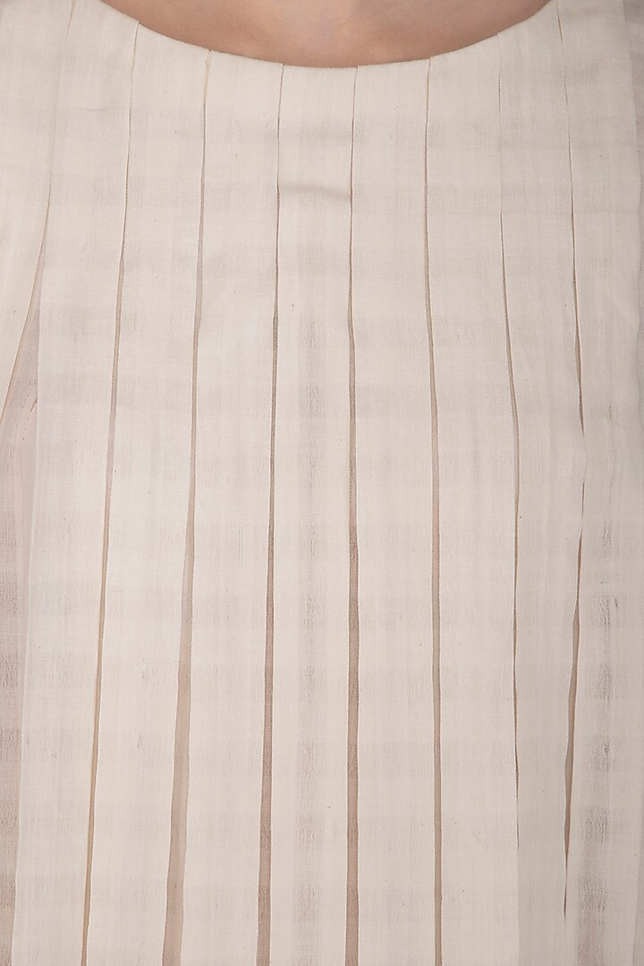 Ivory Pleated Checkered Summer Dress by Little Things Studio at Pernia's Pop Up Shop