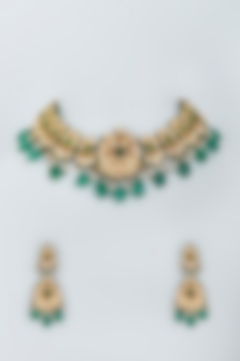 Gold Finish Choker Necklace Set In Sterling Silver by Lotus Suutra Silver