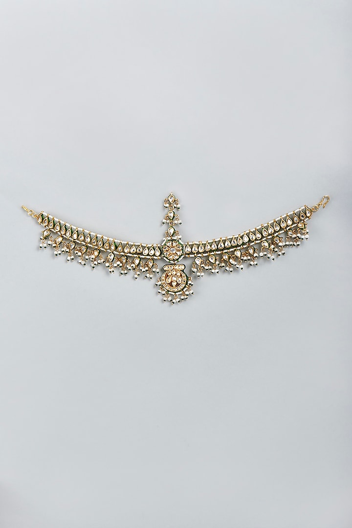 Gold Finish Meenakari Mathapati In Sterling Silver by Lotus Suutra Silver