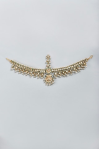 Gold Finish Meenakari Mathapati In Sterling Silver by Lotus Suutra Silver