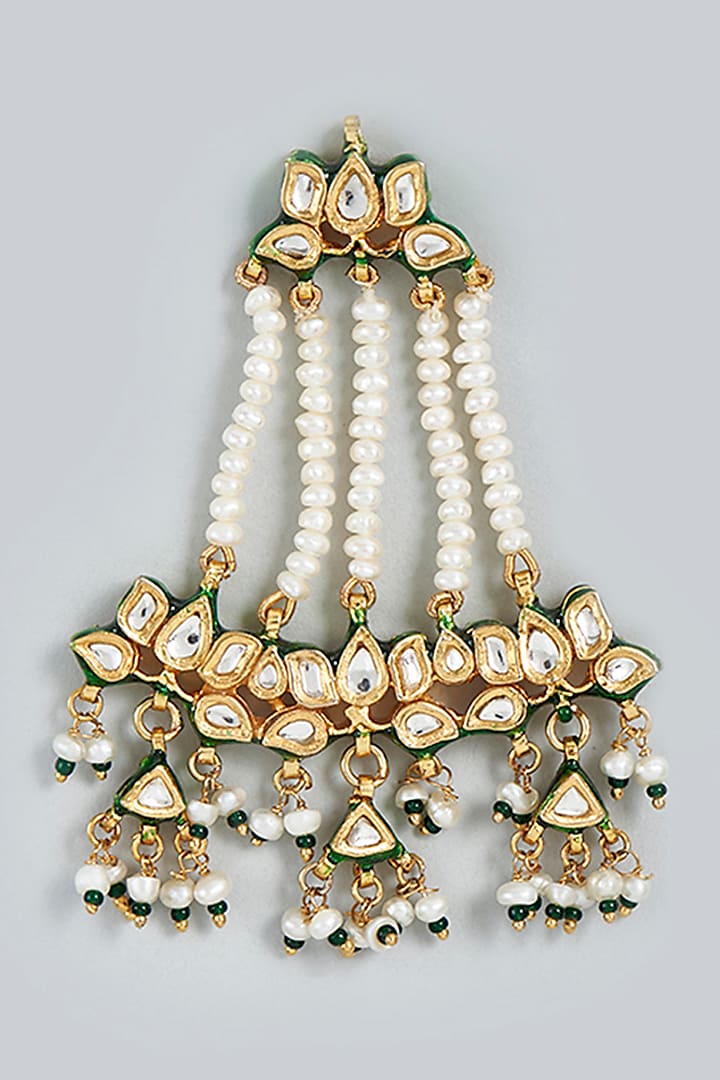 Gold Finish Meenakari Passa In Sterling Silver by Lotus Suutra Silver