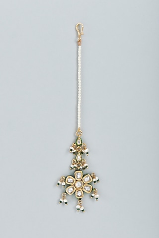 Gold Finish Maang Tikka In Sterling Silver by Lotus Suutra Silver