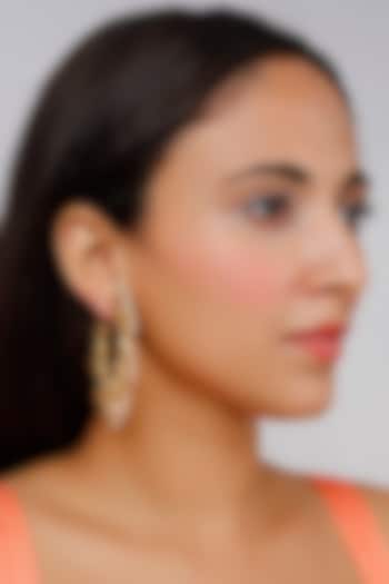 Gold Finish Hoop Earrings With Pearl by Lotus Suutra Jewelry