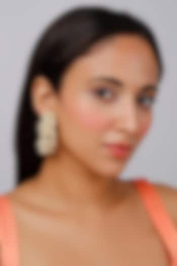 Gold Finish Hoop Earrings With Pearls by Lotus Suutra Jewelry