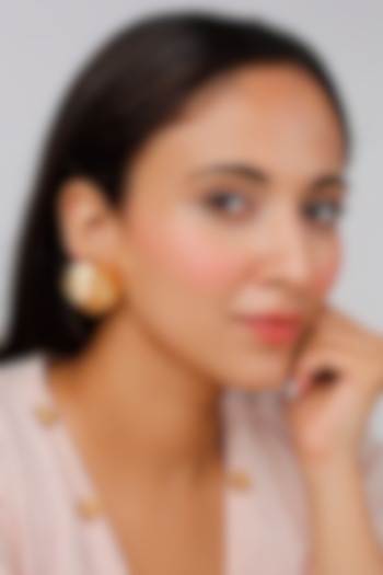 Gold Finish Round Stud Earrings by Lotus Suutra Jewelry