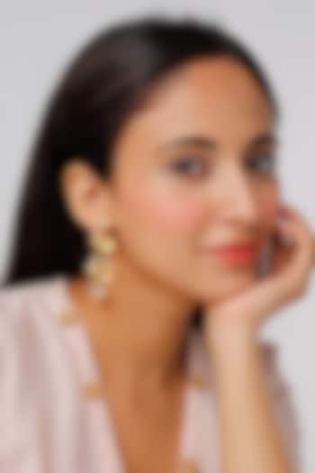 Gold Finish Floral Earrings by Lotus Suutra Jewelry