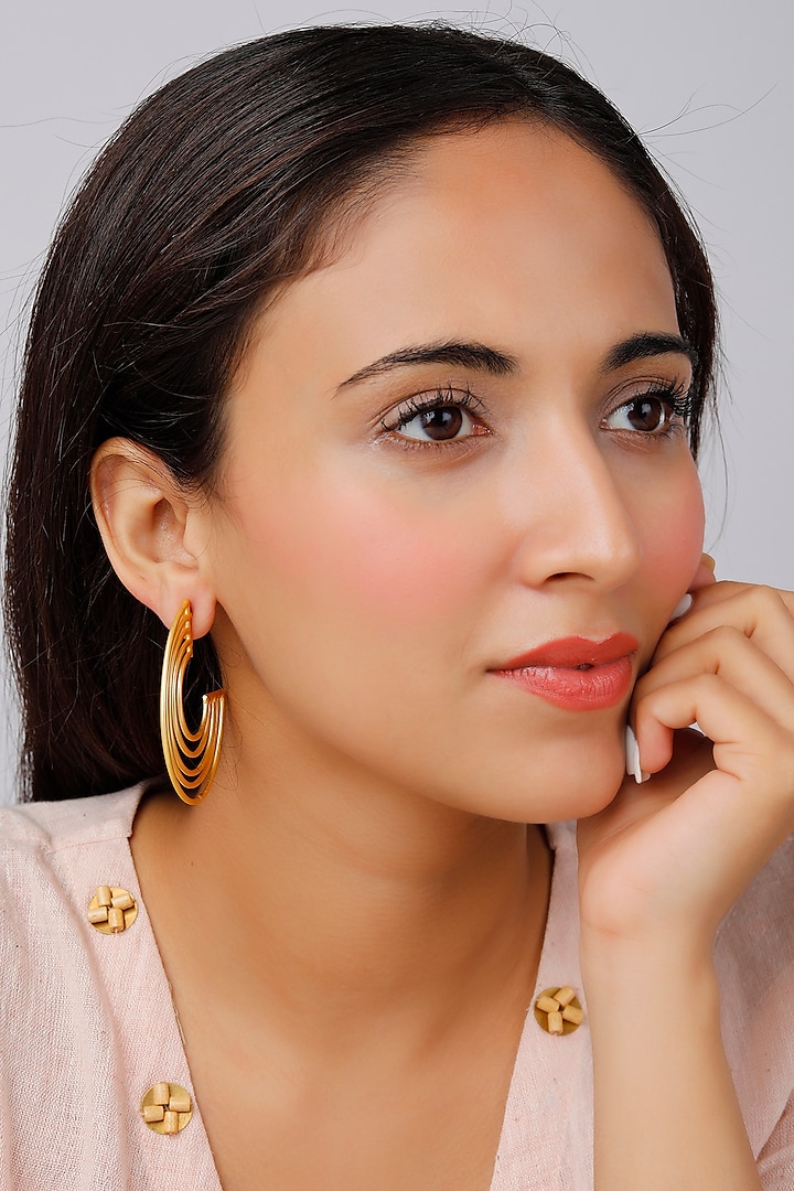 Gold Finish Hoop Earrings by Lotus Suutra Jewelry
