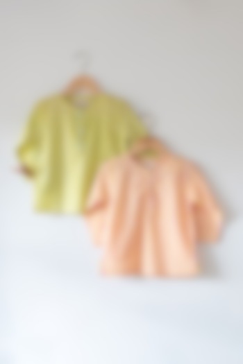 Green Cotton Hand Block Printed Kurta Set For Kids by Love the World Today at Pernia's Pop Up Shop