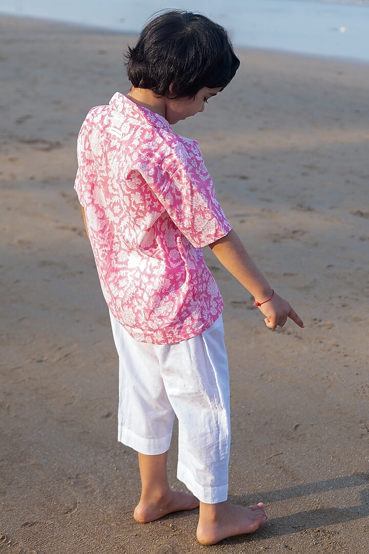 Pink Mal Mal Cotton Hand Block Printed Shirt For Boys by Love the World Today at Pernia's Pop Up Shop