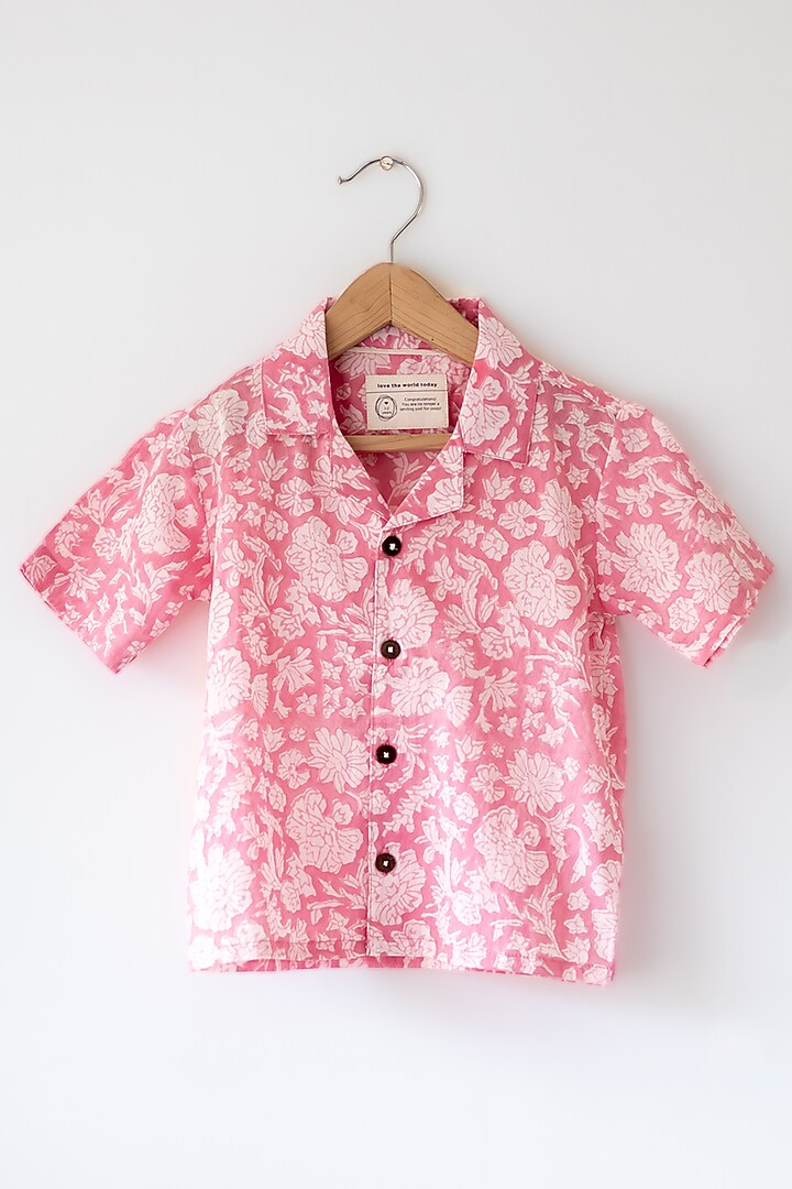 Pink Mal Mal Cotton Hand Block Printed Shirt For Boys by Love the World Today at Pernia's Pop Up Shop