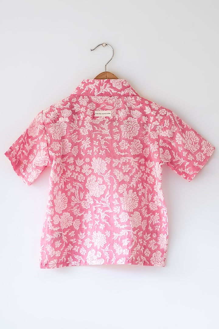 Pink Mal Mal Cotton Hand Block Printed Shirt For Boys by Love the World Today at Pernia's Pop Up Shop