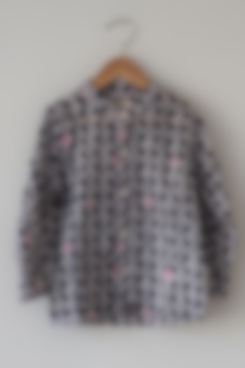 Black Cotton Hand Block Printed Shirt For Boys by Love the World Today