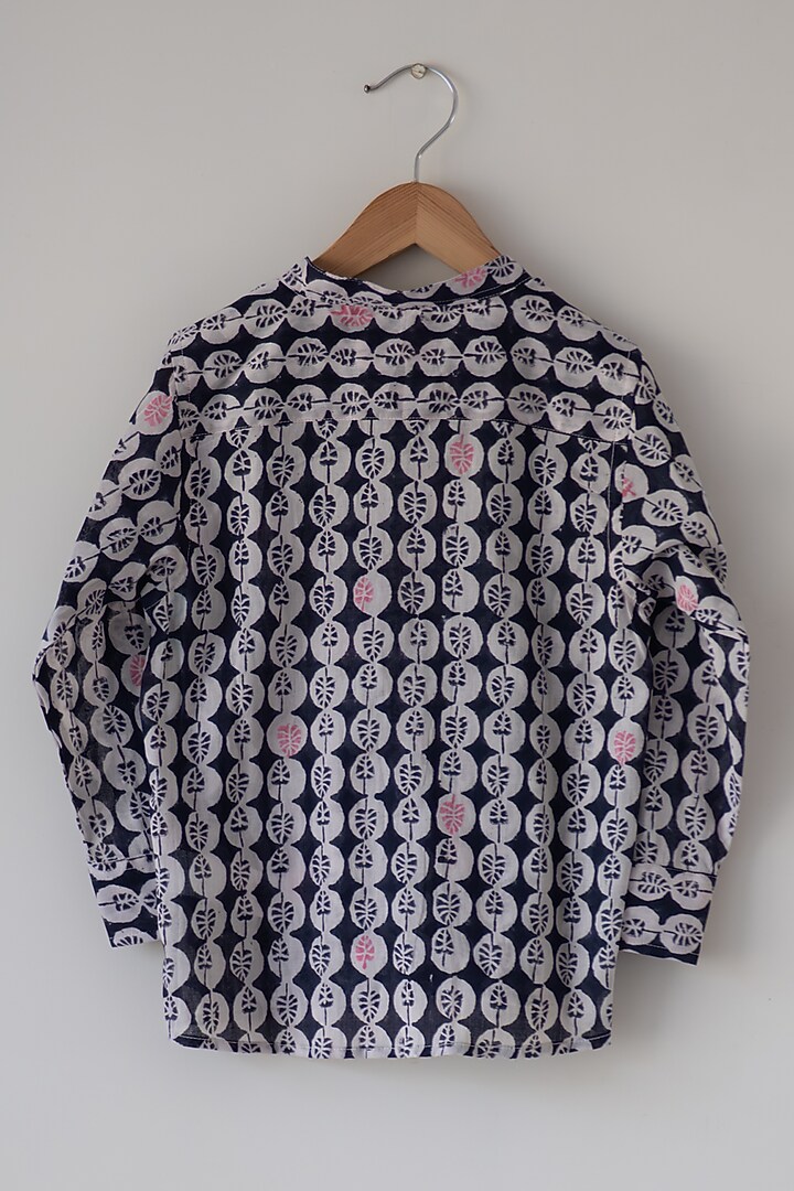 Black Cotton Hand Block Printed Shirt For Boys by Love the World Today at Pernia's Pop Up Shop