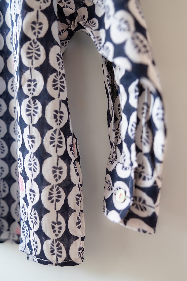 Black Cotton Hand Block Printed Shirt For Boys by Love the World Today at Pernia's Pop Up Shop