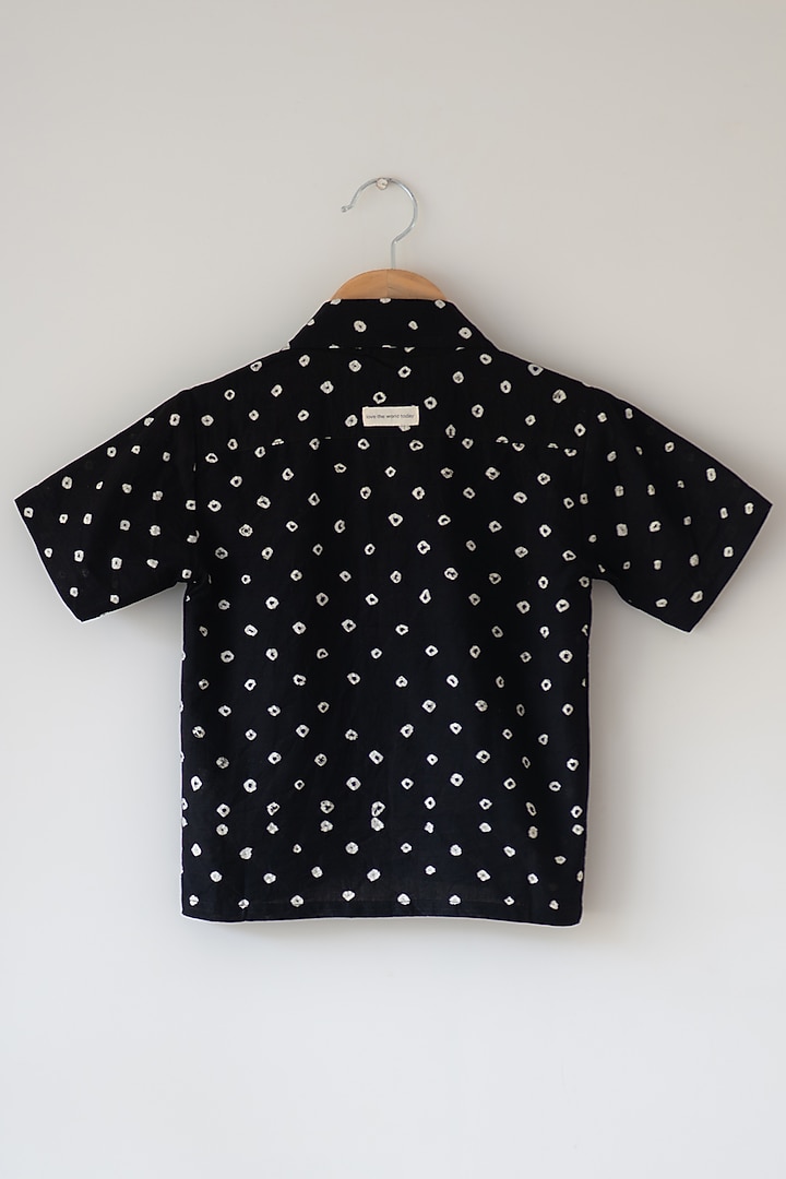 Black Cotton Bandhani Printed Shirt For Boys by Love the World Today at Pernia's Pop Up Shop