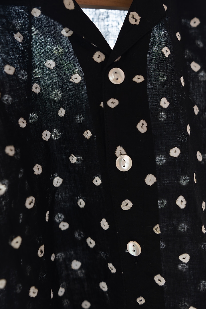 Black Cotton Bandhani Printed Shirt For Boys by Love the World Today at Pernia's Pop Up Shop