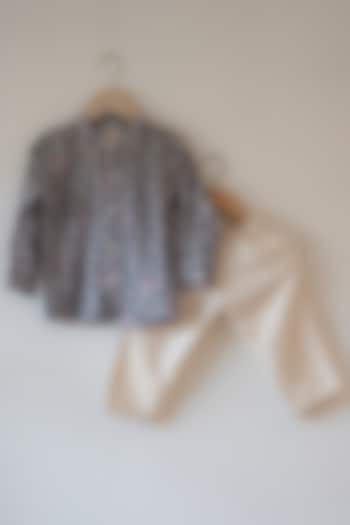 Off-White Handwoven Cotton Pant Set For Boys by Love the World Today