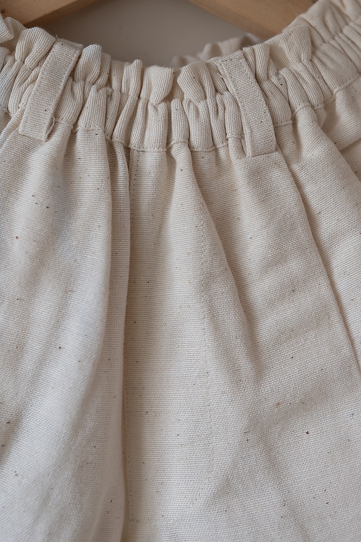 Off-White Handwoven Cotton Pant Set For Boys by Love the World Today at Pernia's Pop Up Shop