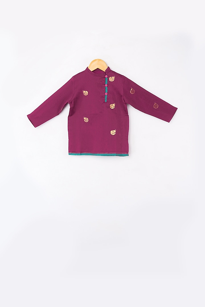 Maroon Kurta With Zari For Boys by Love the World Today