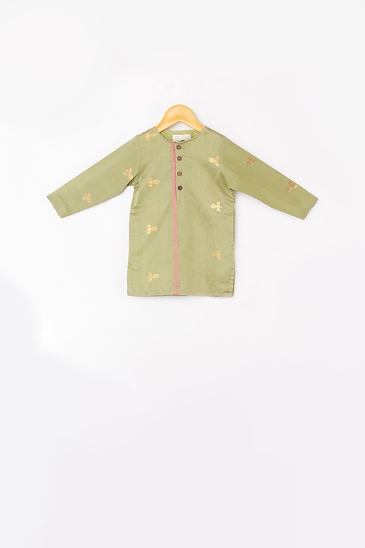 Light Olive Kurta With Zari For Boys by Love the World Today