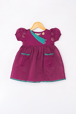 Maroon Zari Detail Frock For Girls by Love the World Today