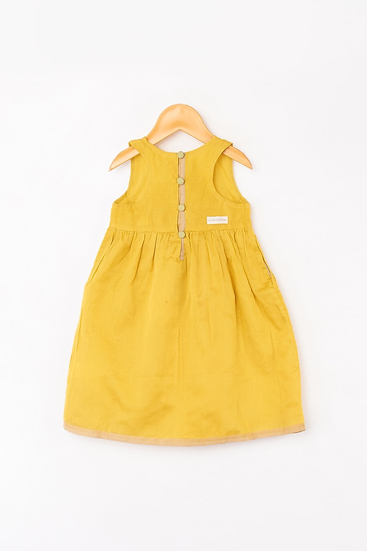 Yellow Handwoven Frock For Girls by Love the World Today at Pernia's Pop Up Shop