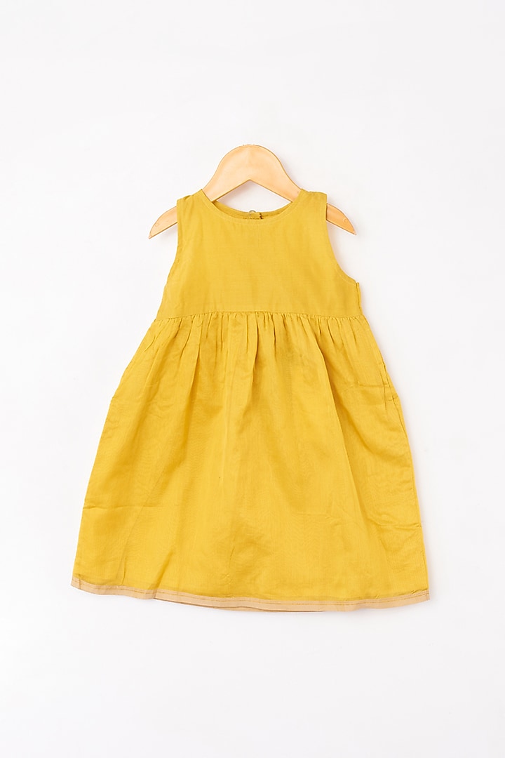 Yellow Handwoven Frock For Girls by Love the World Today