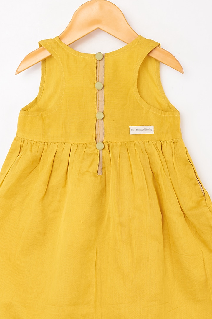Yellow Handwoven Frock For Girls by Love the World Today at Pernia's Pop Up Shop