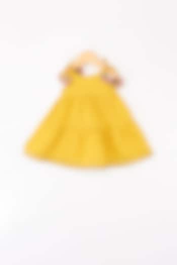 Yellow Handwoven Tiered Dress For Girls by Love the World Today