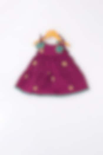 Maroon Handwoven Tiered Dress For Girls by Love the World Today