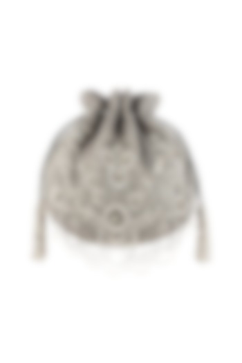 Grey Embroidered Sling Potli Bag by Lovetobag