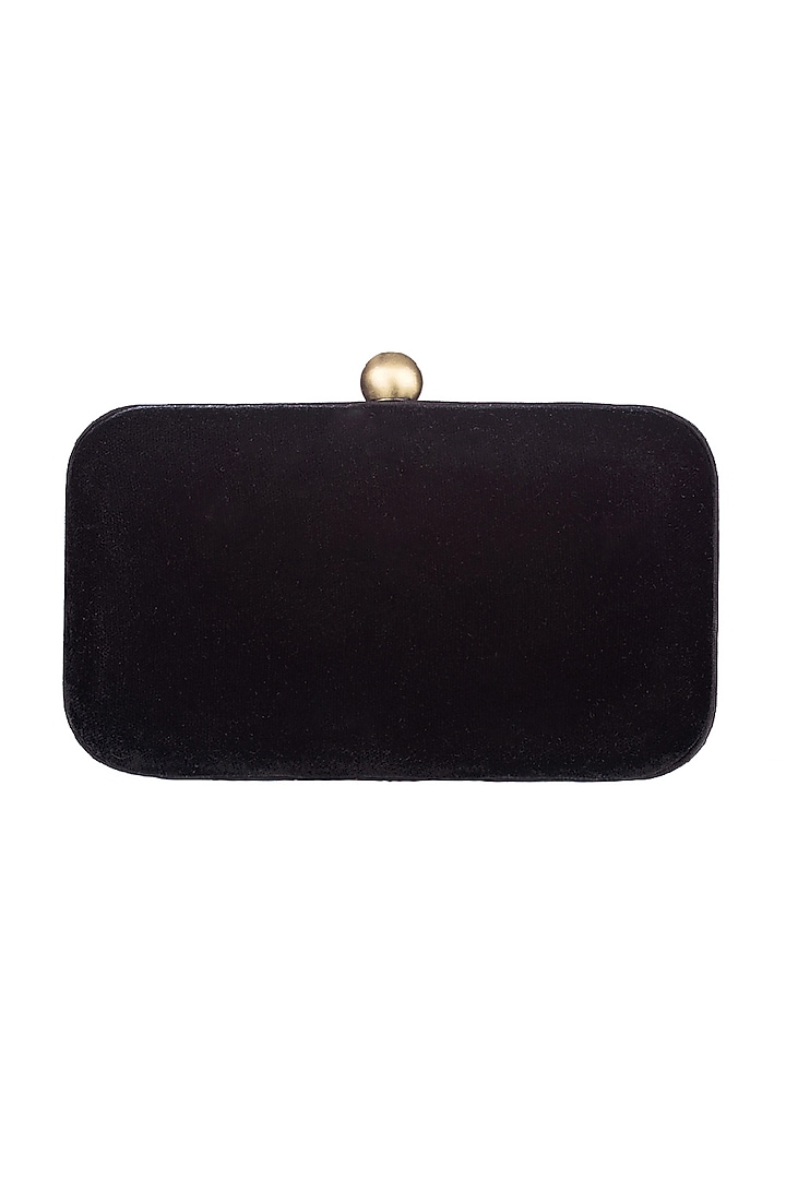 Black Embroidered Calligraphy Box Clutch by Lovetobag at Pernia's Pop Up Shop