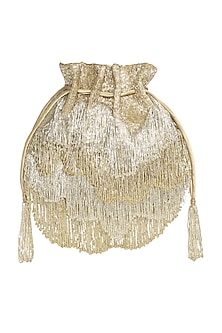 Gold & Silver Bead Embroidered Potli by Lovetobag-POPULAR PRODUCTS AT STORE