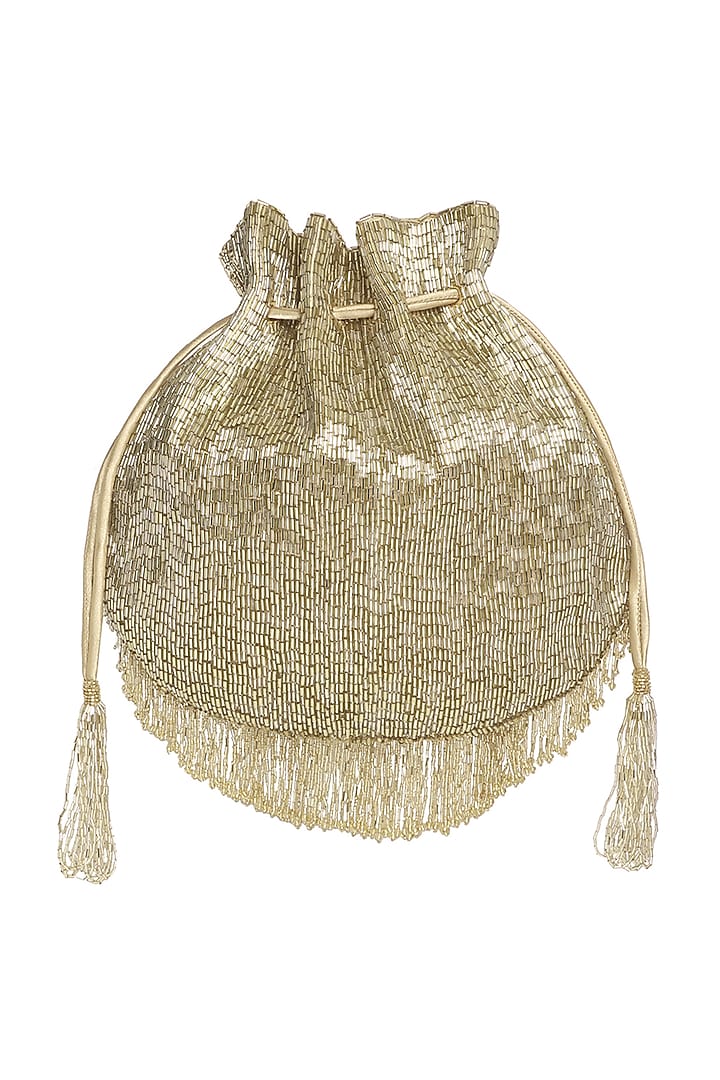 Gold & Silver Bead Embroidered Potli by Lovetobag at Pernia's Pop Up Shop