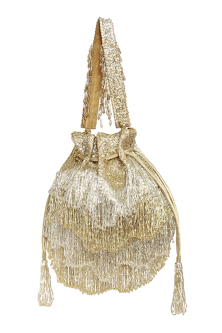 Gold & Silver Bead Embroidered Potli by Lovetobag at Pernia's Pop Up Shop