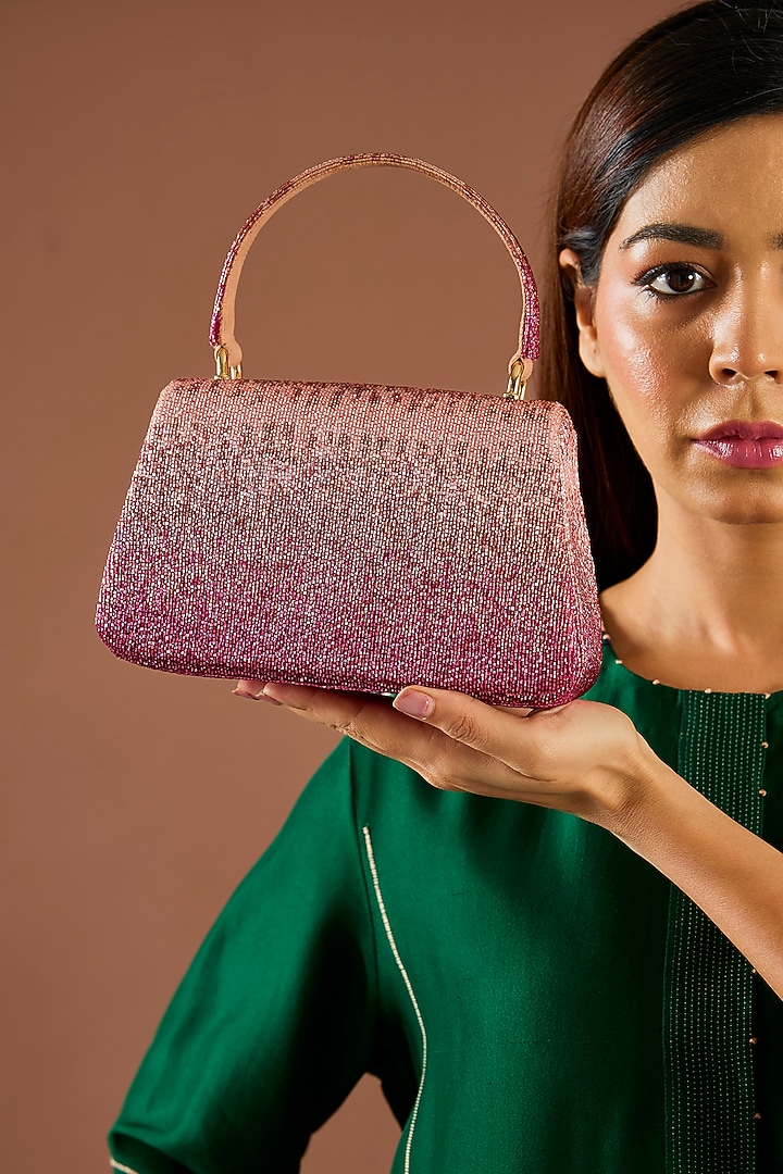 Topaz Pink Satin Trapezium Bag by Lovetobag at Pernia's Pop Up Shop