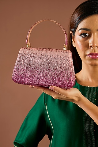 Topaz Pink Satin Trapezium Bag by Lovetobag