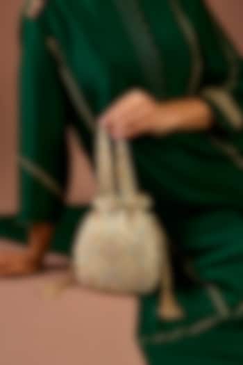 Multi-Colored Satin Hand Embroidered Potli by Lovetobag at Pernia's Pop Up Shop