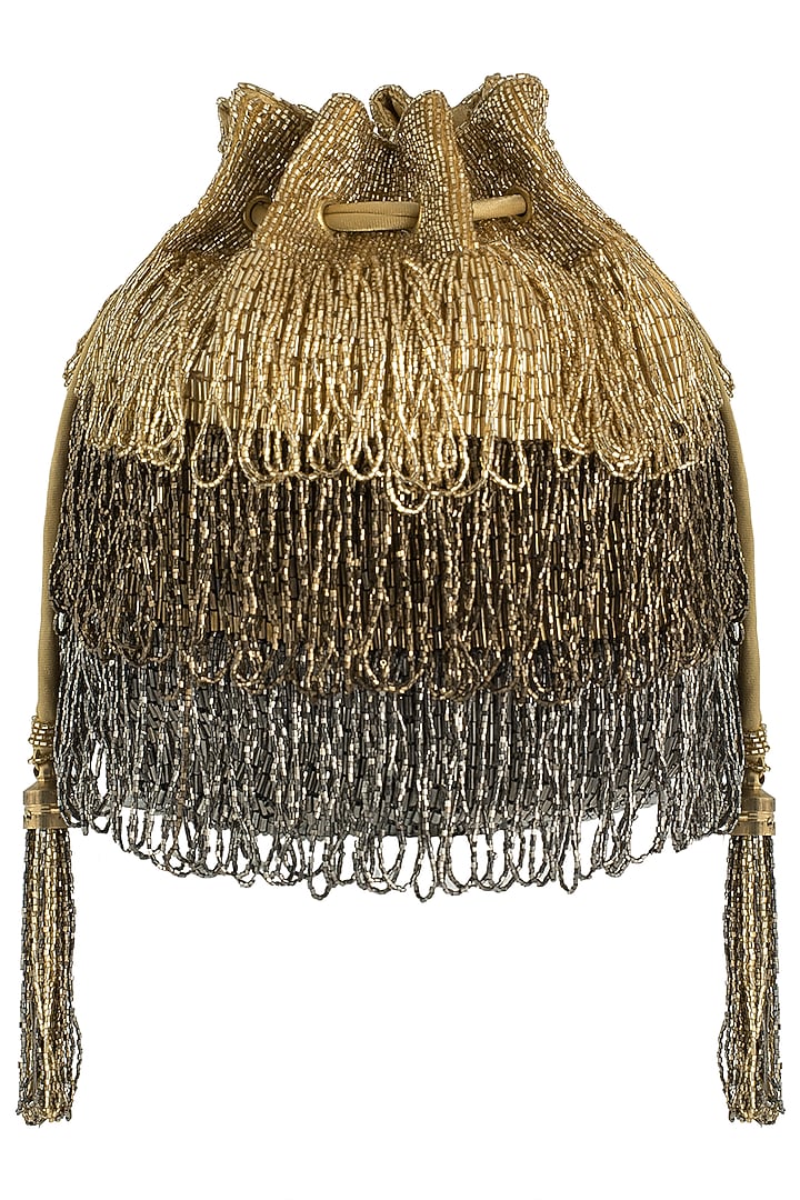 Gold embroidered pouch by Lovetobag at Pernia's Pop Up Shop
