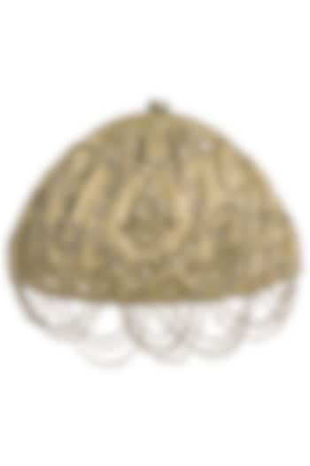 Gold embroidered pearl drop pouch by Lovetobag at Pernia's Pop Up Shop