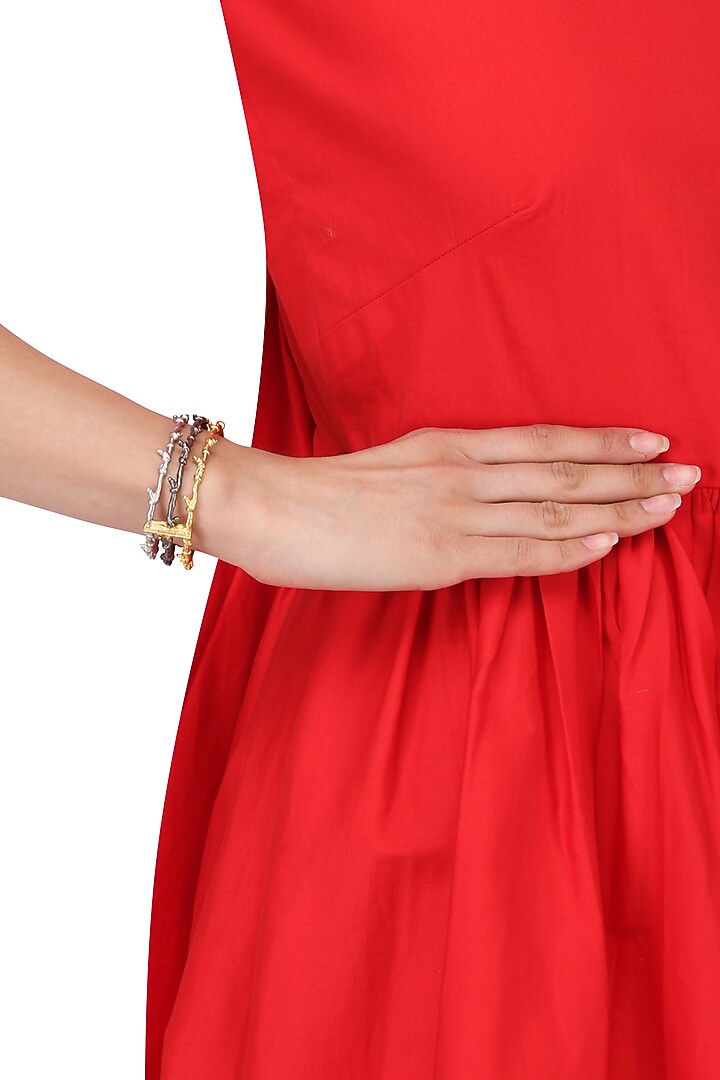 Gold plated textured bracelet available only at Pernia's Pop Up Shop.