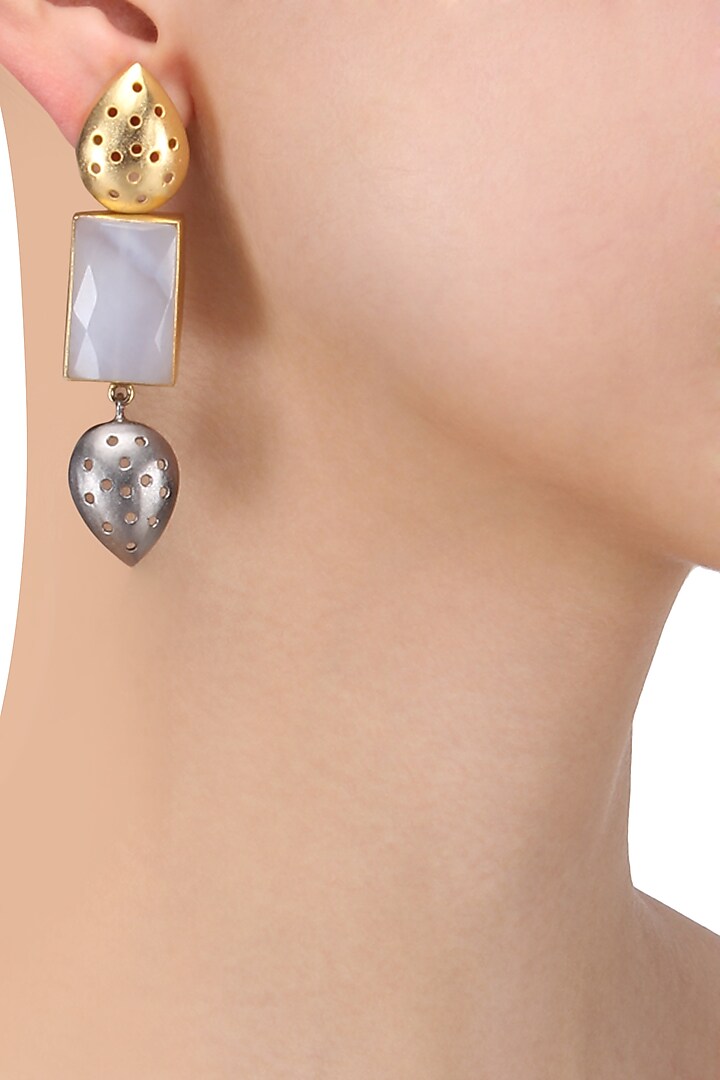 Gold plated textured drop earrings available only at Pernia's Pop Up Shop.
