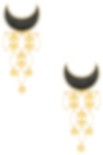 Gold Plated Crescent Shaped Earrings by Trupti Mohta