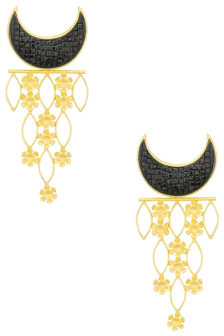 Gold Plated Crescent Shaped Earrings by Trupti Mohta