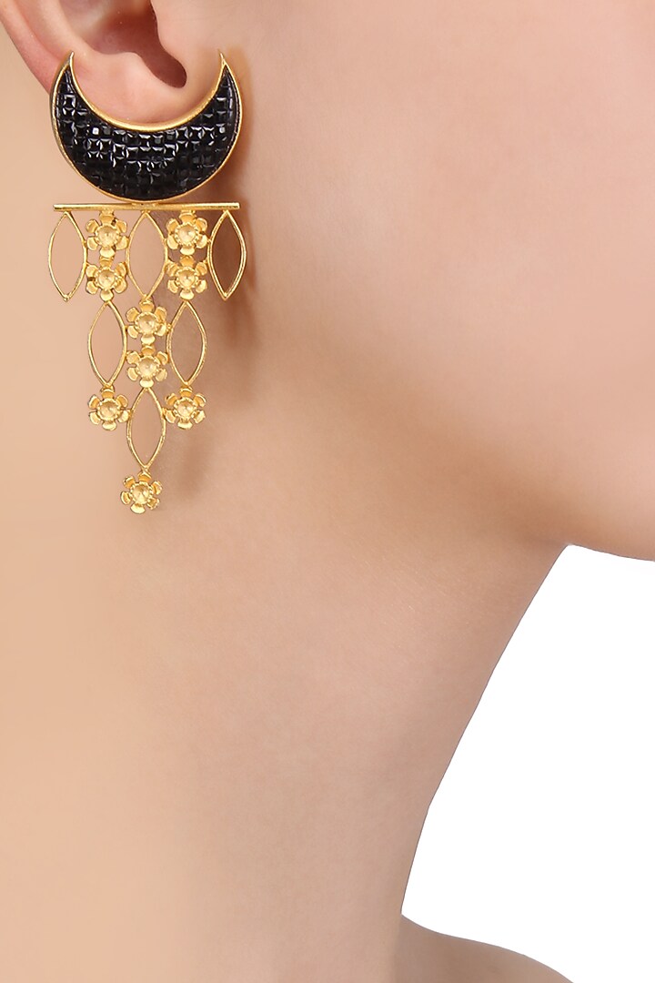 Gold plated crescent shaped earrings available only at Pernia's Pop Up Shop.